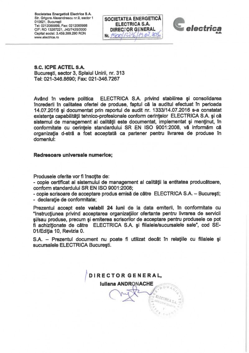 icpe-actel-certificate-Autorizatie partener livrare redresoare universale numerice